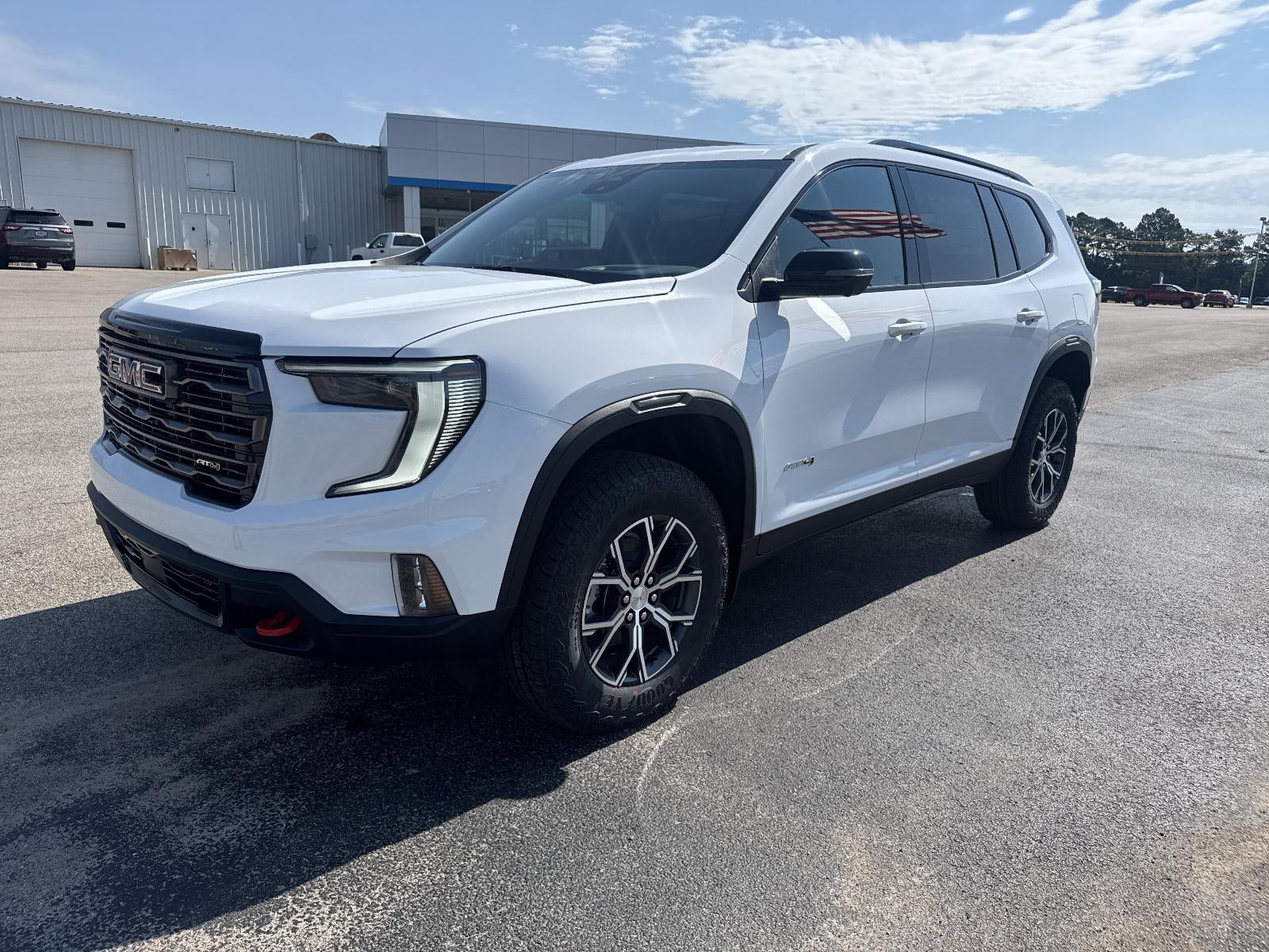 2026 GMC Acadia AT4 in Summit White — front three-quarter view